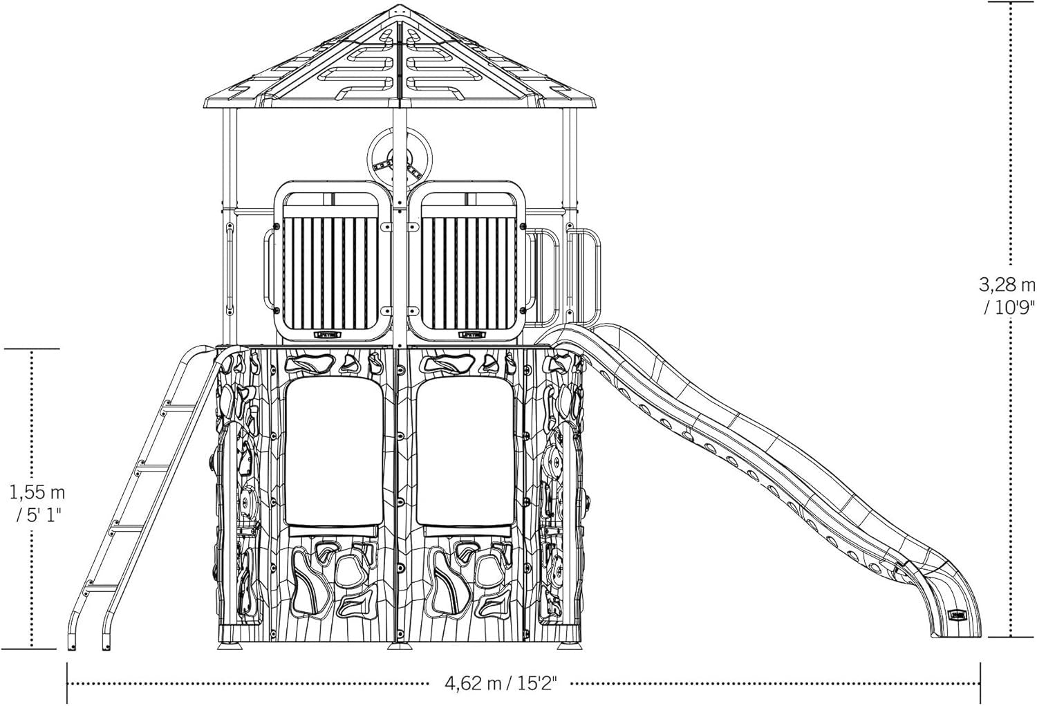 Adventure Tower Playset With Slide And Climbing Wall