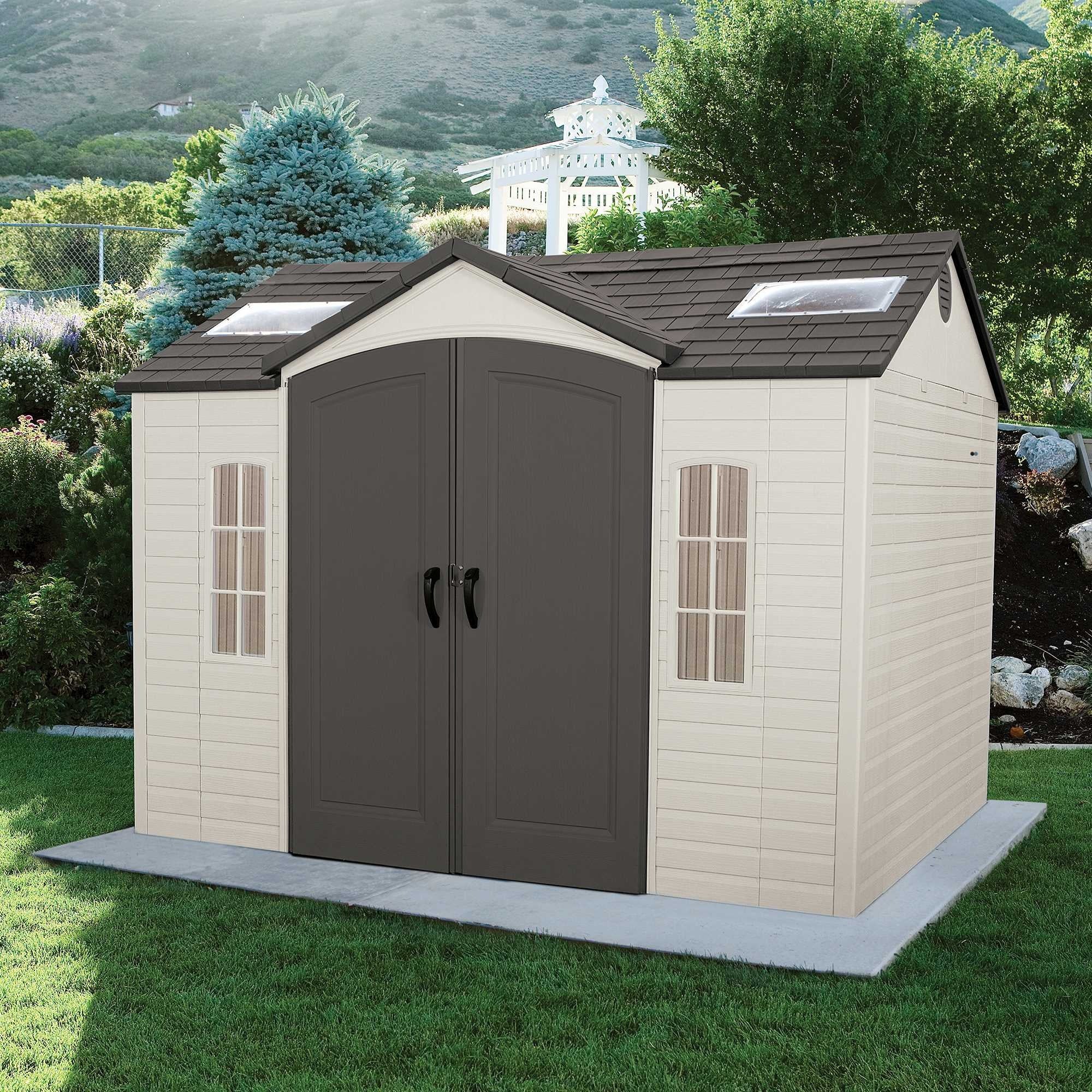 Outdoor Storage Shed Lockable 10x8 Tan Brown Resin