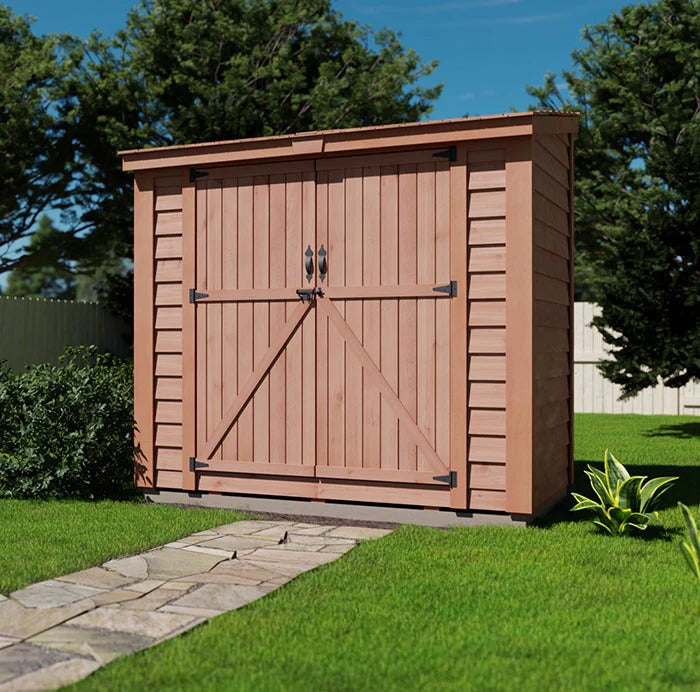 Cedar Storage Shed Double Door 8x4 Outdoor Kit