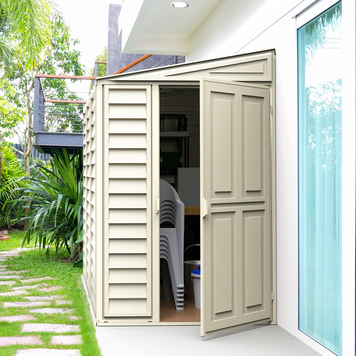 Vinyl Lean To Storage Shed 4x8 Off White