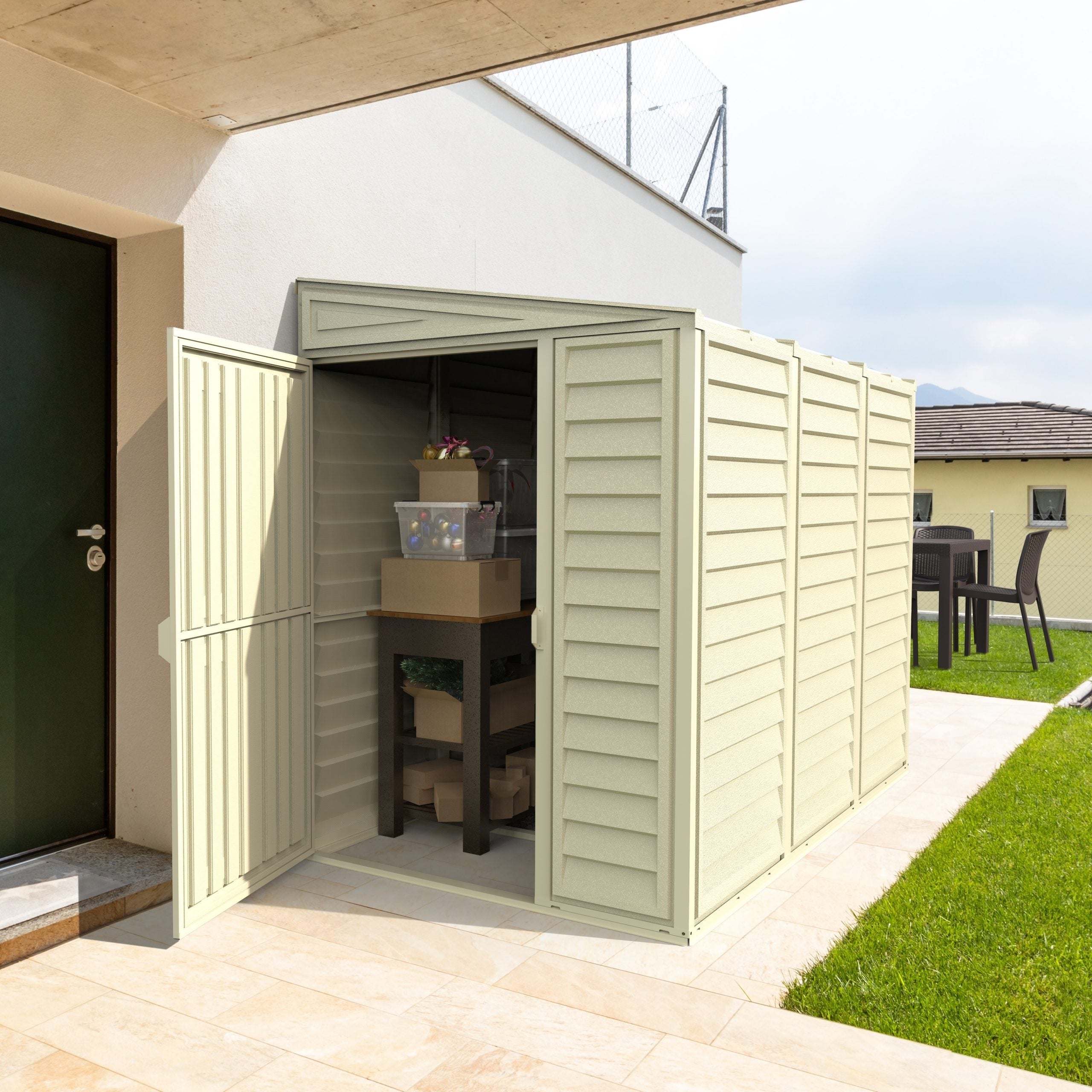 Vinyl Lean To Storage Shed 4x8 Off White