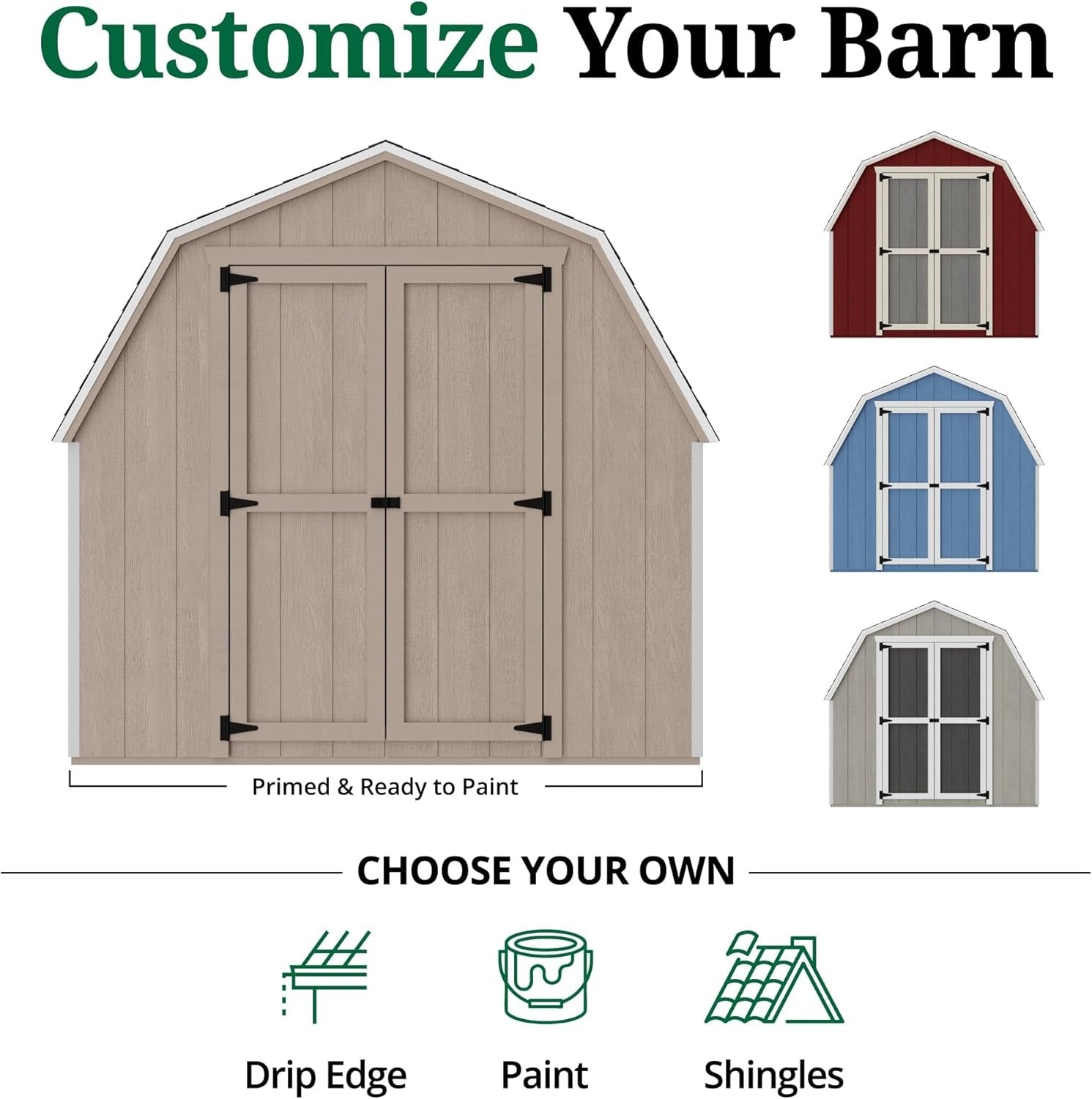 Wood Storage Shed Kit Barn Style 8x16 Gambrel Roof