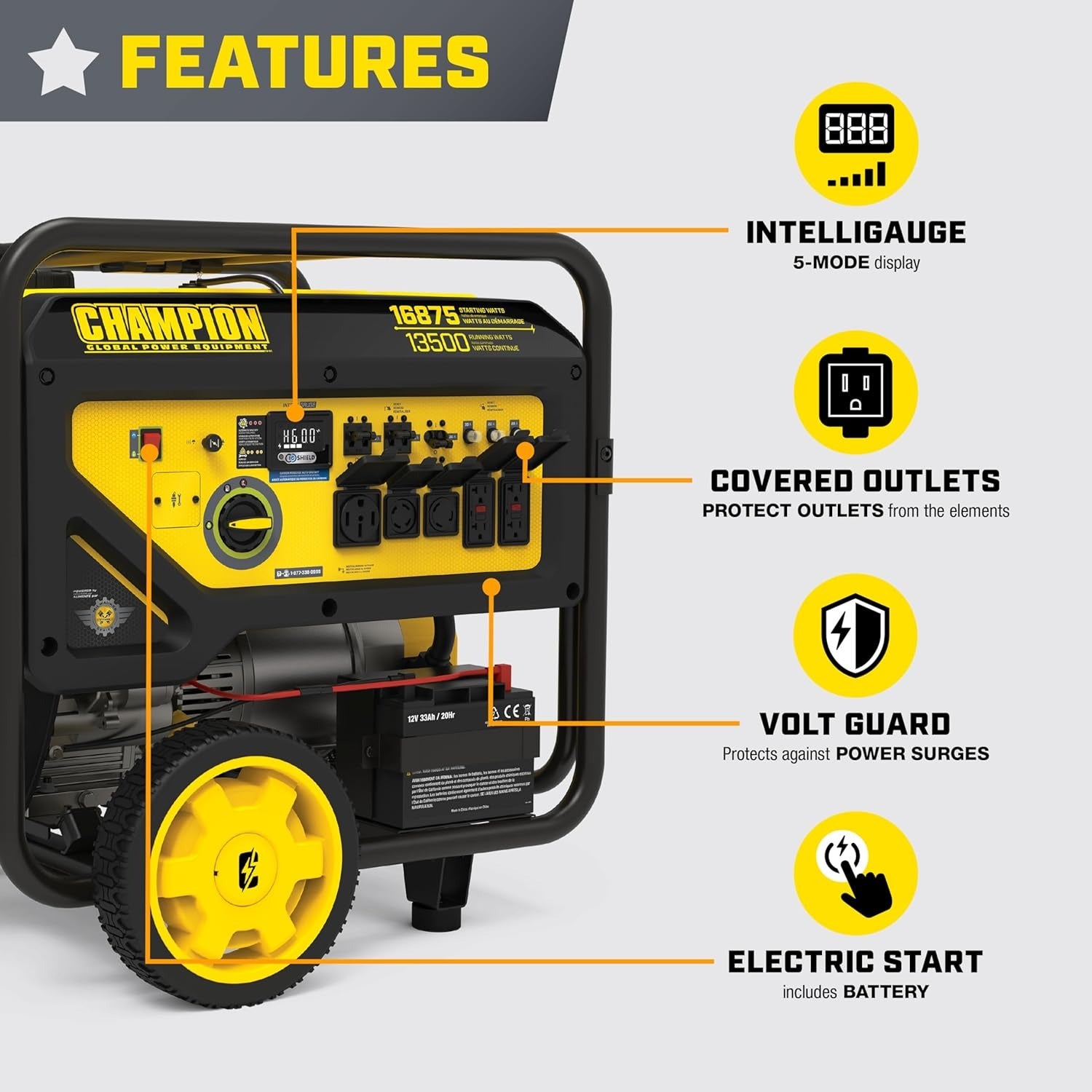 Electric Start Backup Generator Black