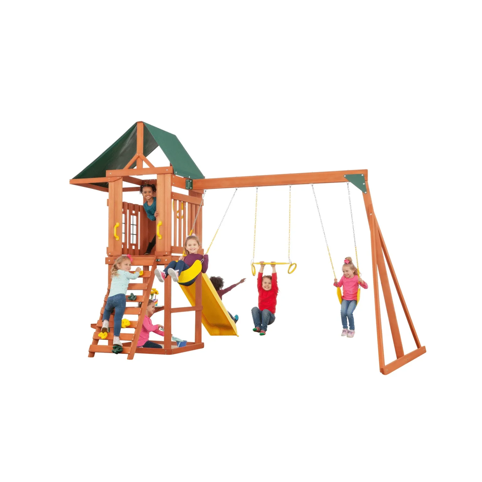 Cedar Wooden Swing Set Cottage Style With Slide