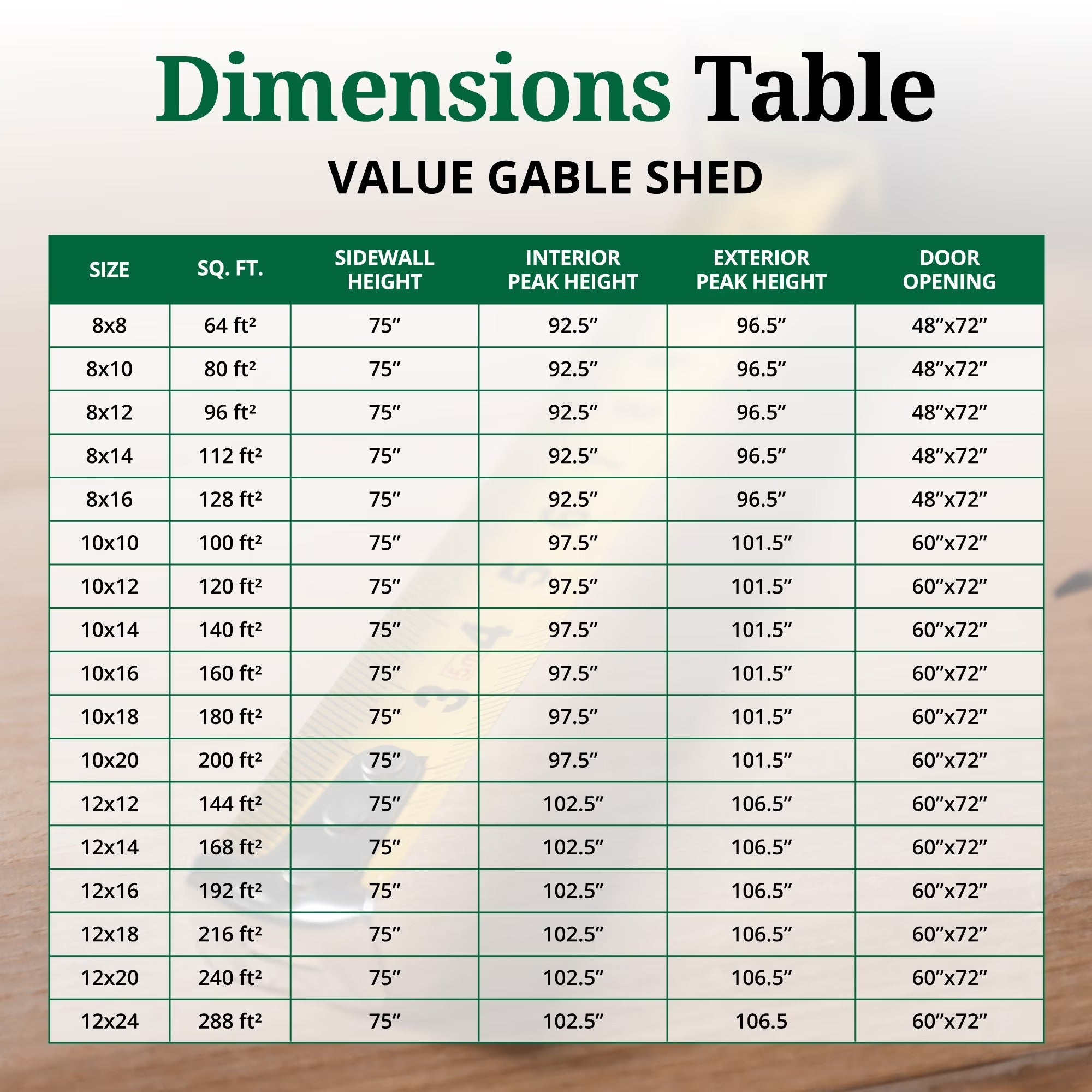 Wood Storage Shed Kit Gable Roof 12x12 Heavy Duty