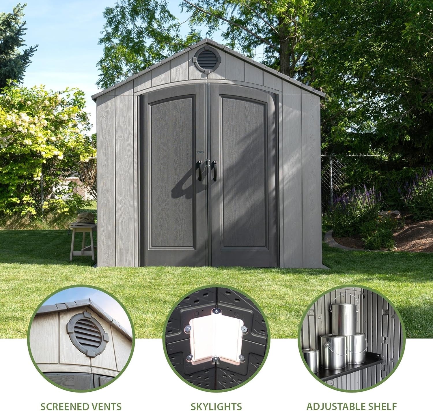 Outdoor Storage Shed Heavy Duty 8x10 Gray Resin