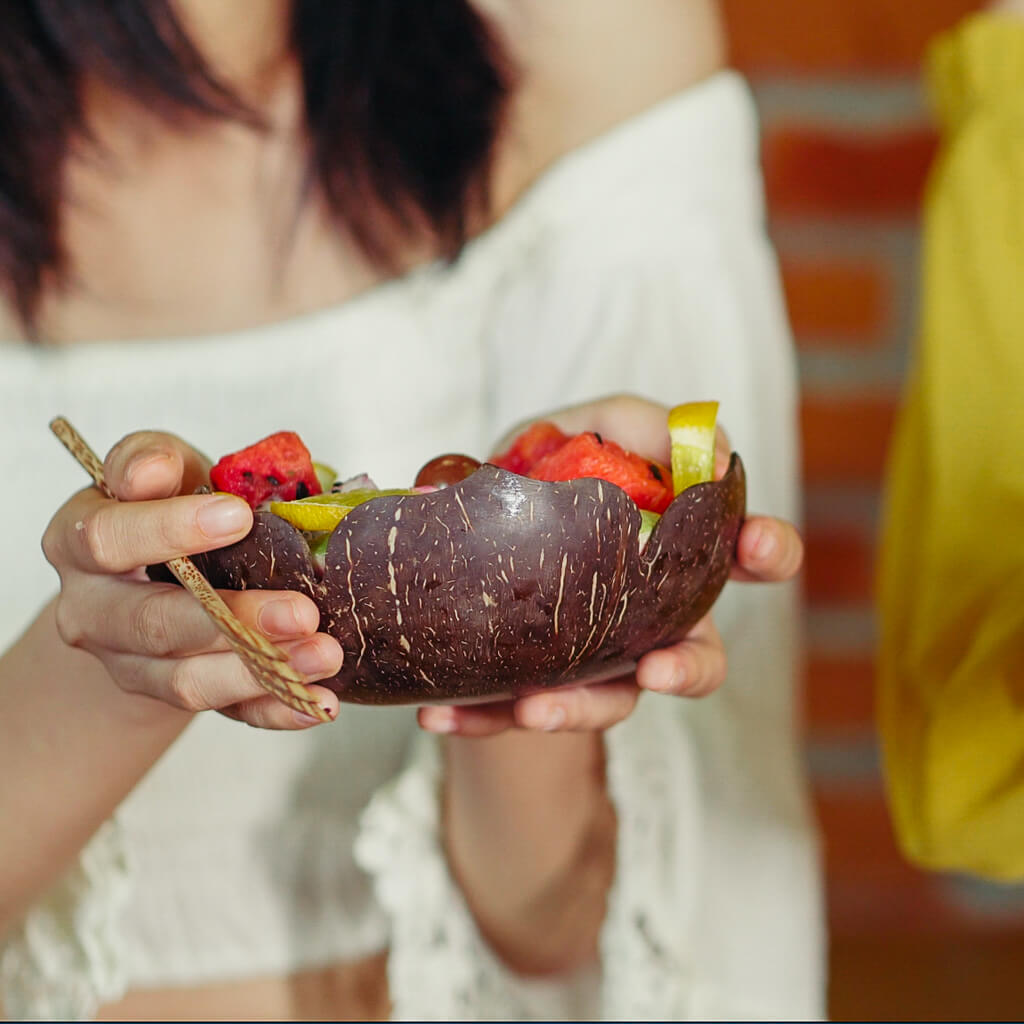 Handcrafted Flower Coconut Shell Bowl