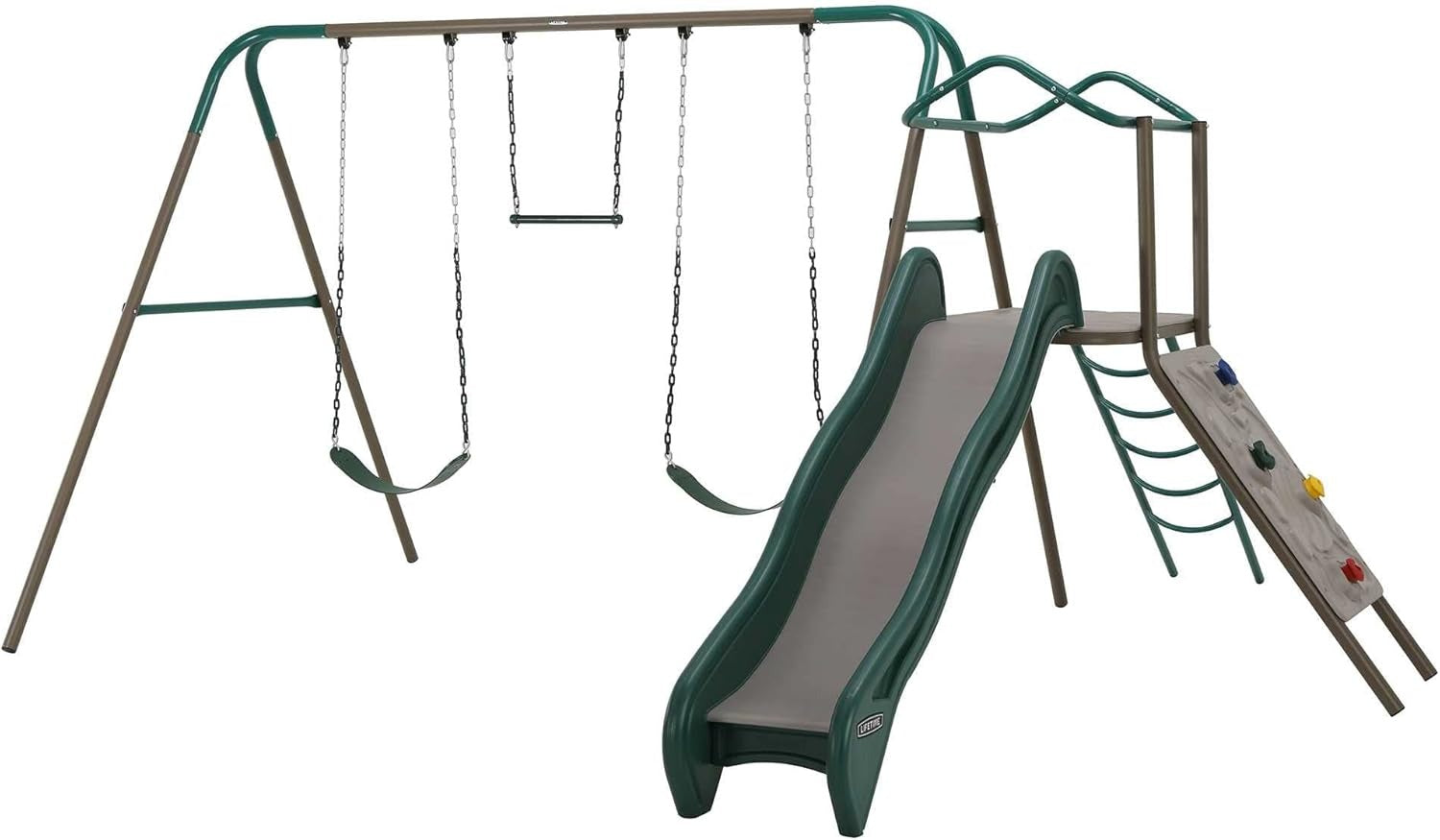 Climb And Slide Playset With Swings And Trapeze