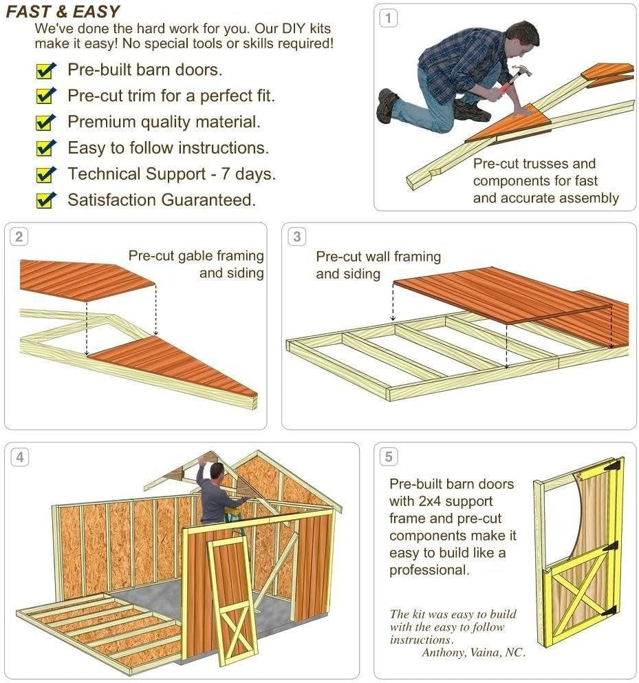 Wood Storage Shed Kit Cottage Style 10x12 With Floor