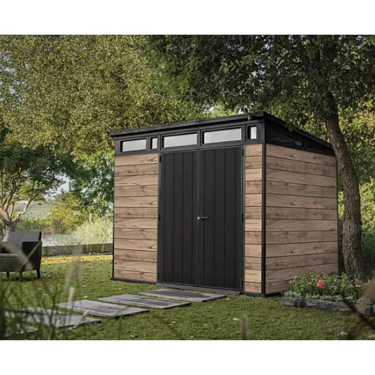 Resin Outdoor Storage Shed Wood Look 9x7