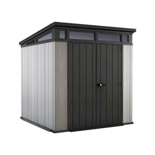 Modern Resin Outdoor Storage Shed With Floor 7x7 Gray