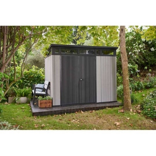 Modern Resin Outdoor Storage Shed With Floor 7x7 Gray