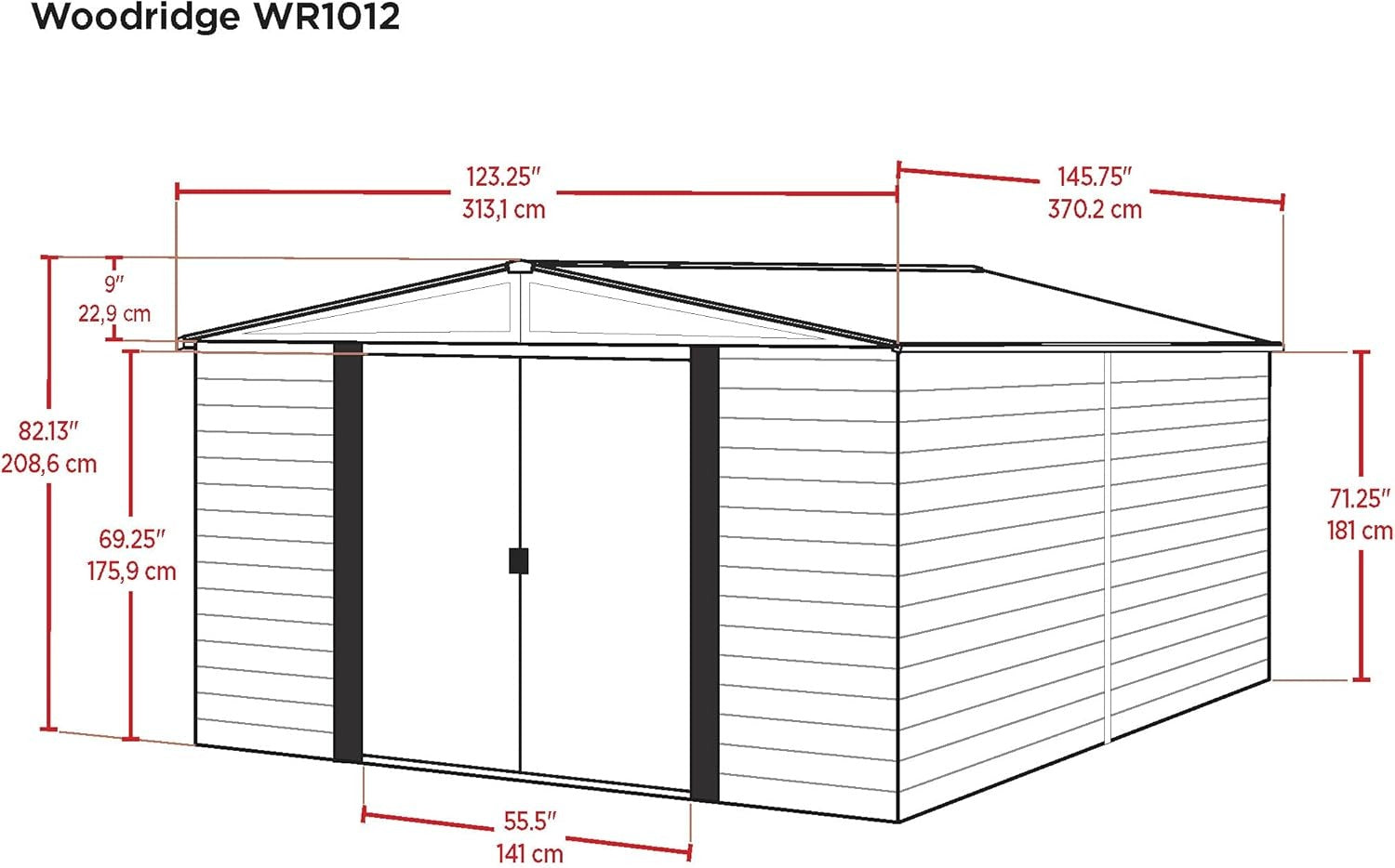 Steel Outdoor Storage Shed Woodgrain 10x12 Lockable