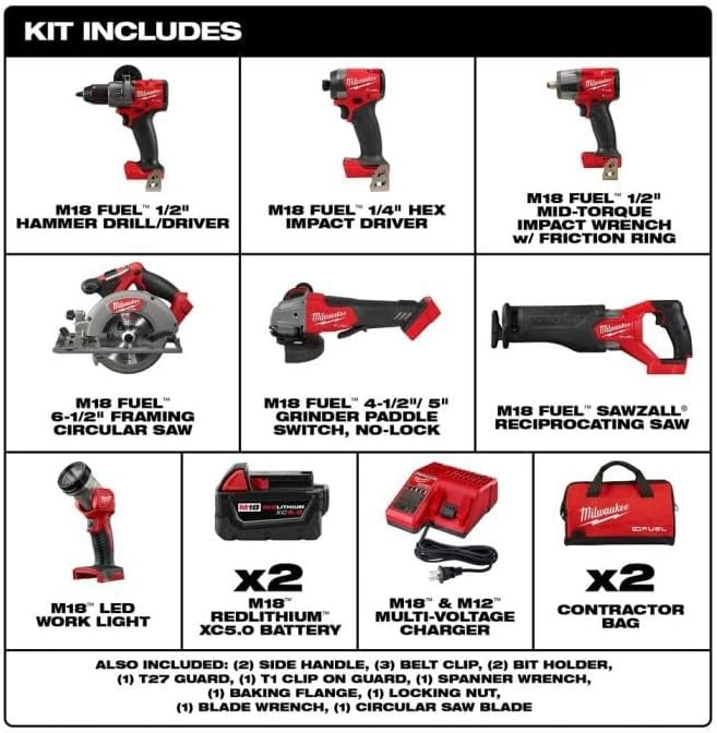 Milwaukee M18 FUEL 18V Brushless 7 Tool Combo Kit