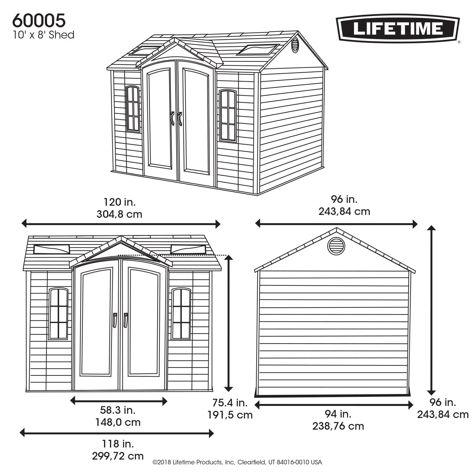 Outdoor Storage Shed Lockable 10x8 Tan Brown Resin