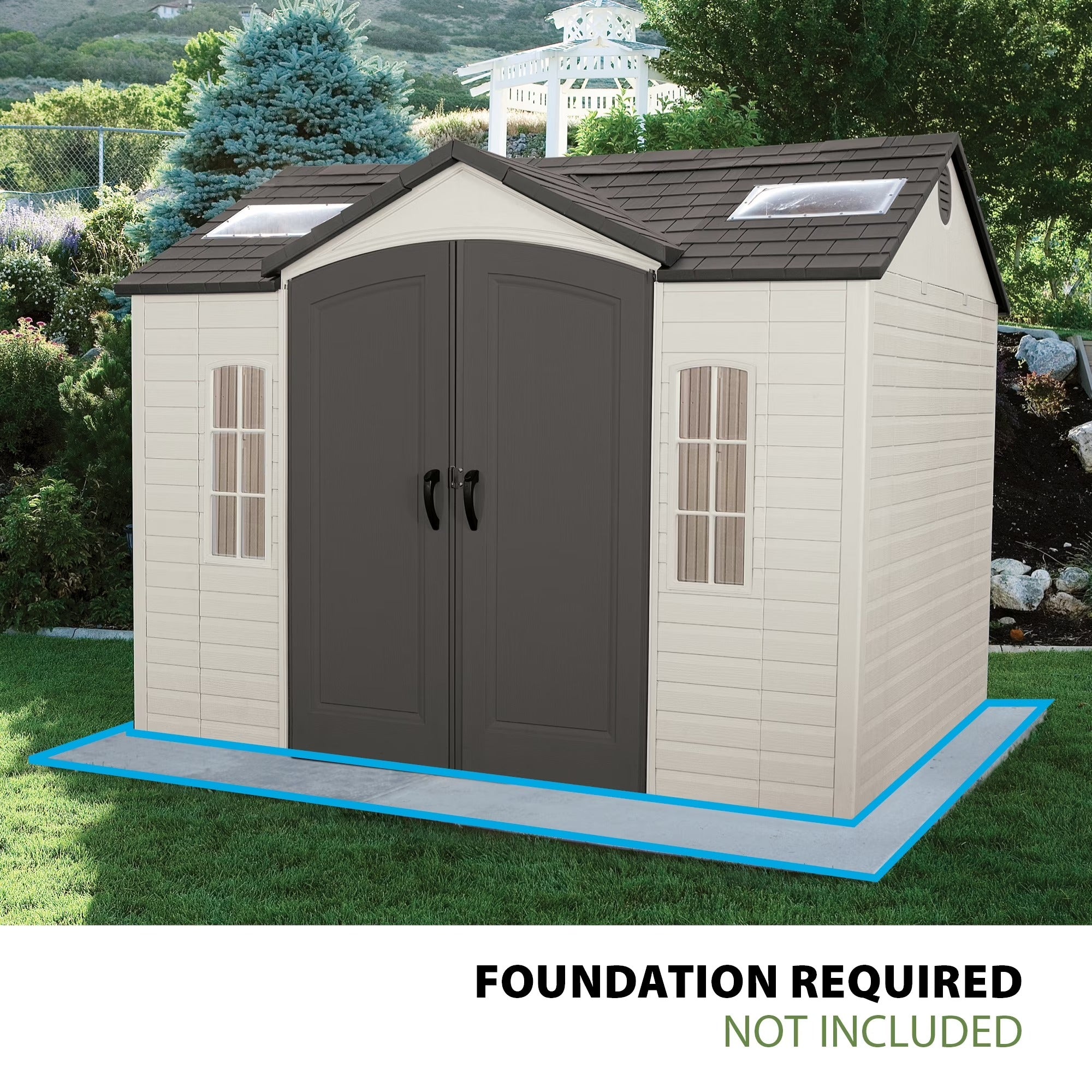 Outdoor Storage Shed Lockable 10x8 Tan Brown Resin