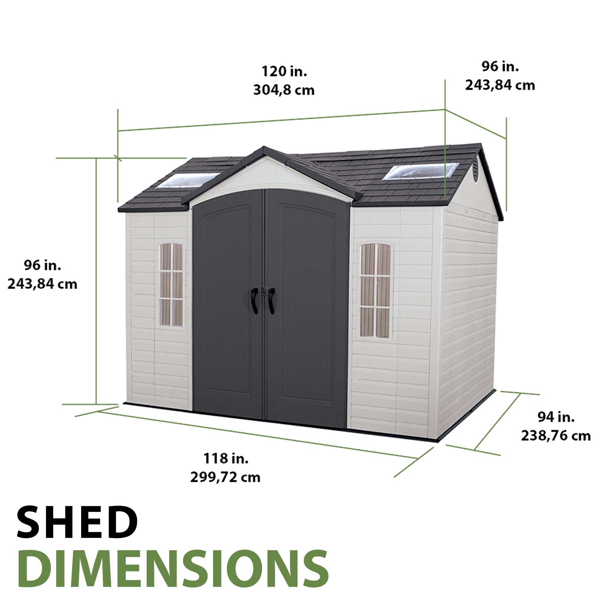 Outdoor Storage Shed Lockable 10x8 Tan Brown Resin