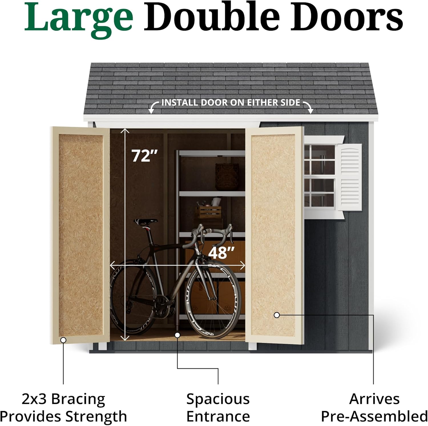 Wood Storage Shed Kit Workshop Style 8x8 Heavy Duty