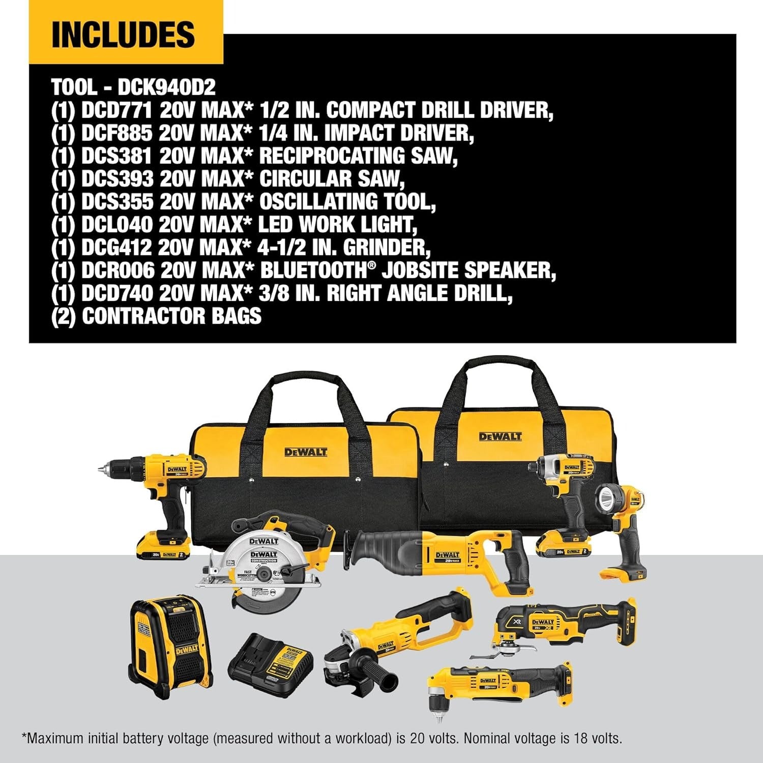 DEWALT DCK940D2 20V MAX 9 Tool Combo Kit