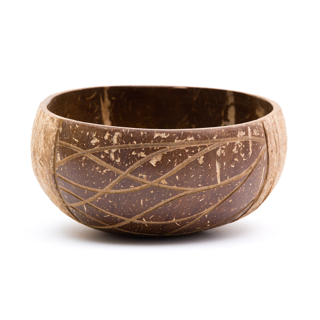 Handcrafted Waves Coconut Shell Bowl