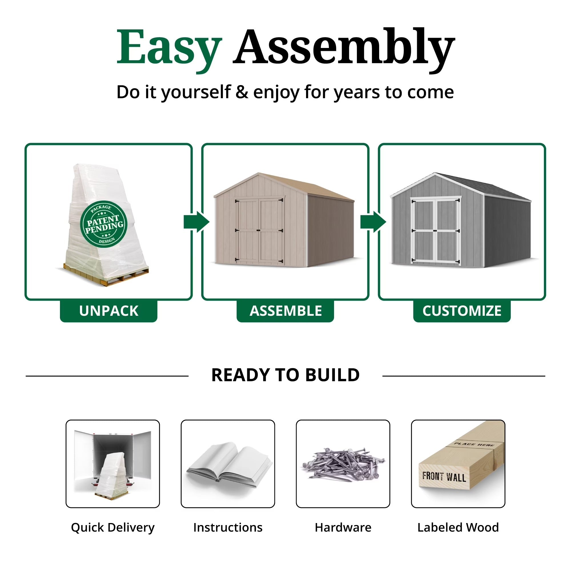 Wood Storage Shed Kit Gable Roof 12x12 Heavy Duty