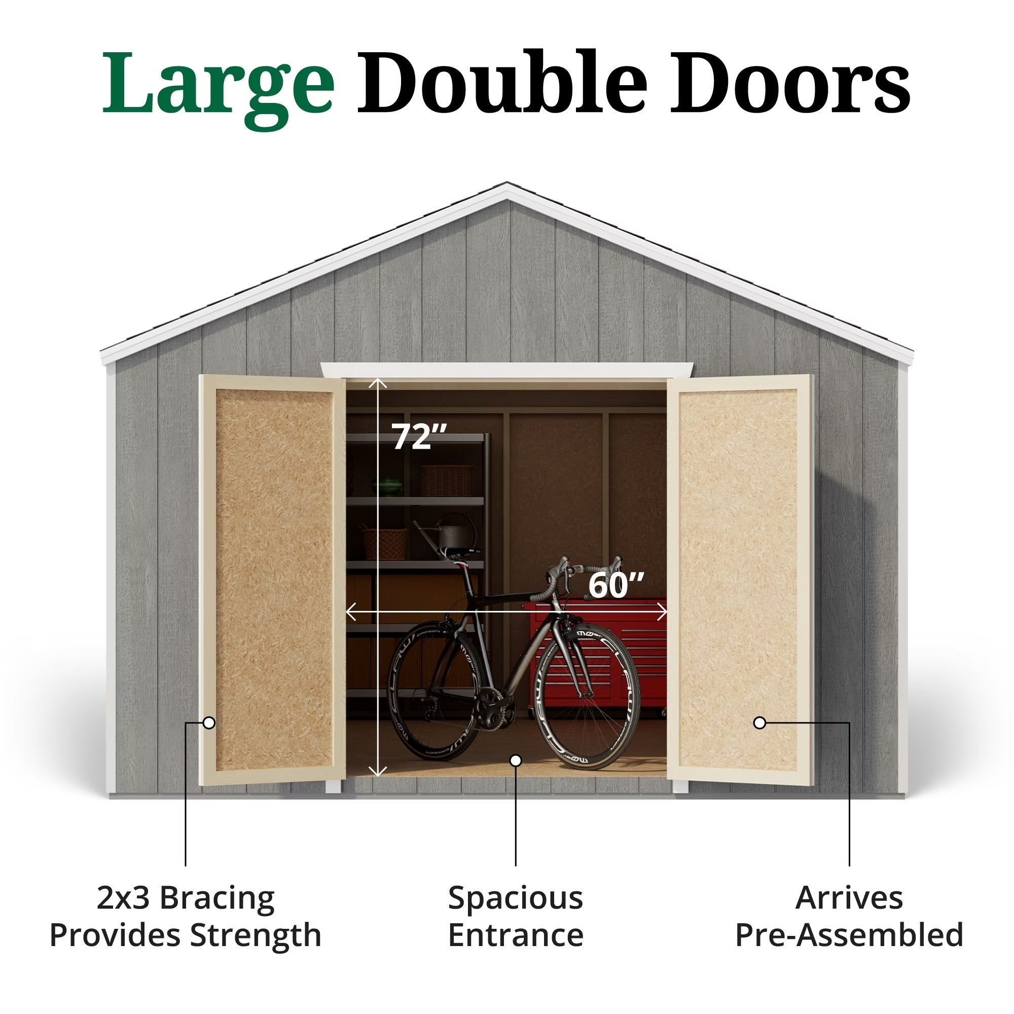 Wood Storage Shed Kit Gable Roof 12x12 Heavy Duty