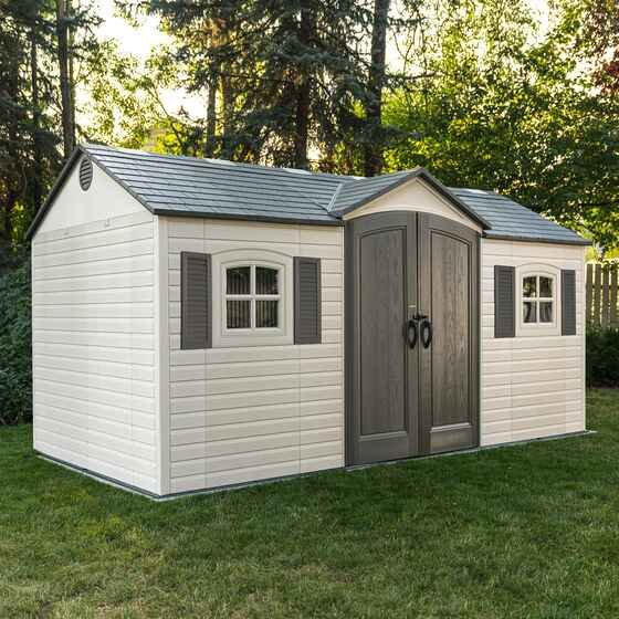 Outdoor Storage Shed Heavy Duty 15x8 Plastic Kit with Floor