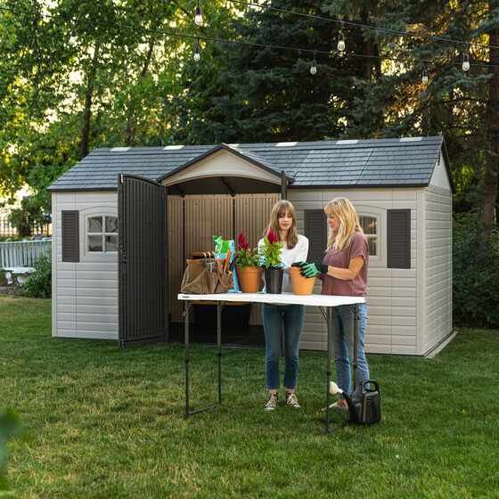 Outdoor Storage Shed Heavy Duty 15x8 Plastic Kit with Floor