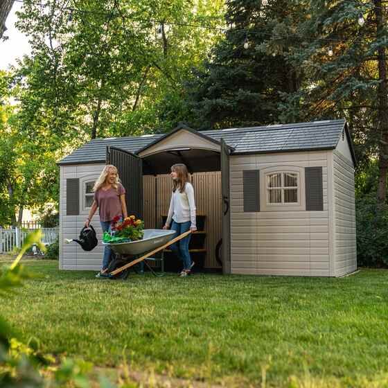Outdoor Storage Shed Heavy Duty 15x8 Plastic Kit with Floor