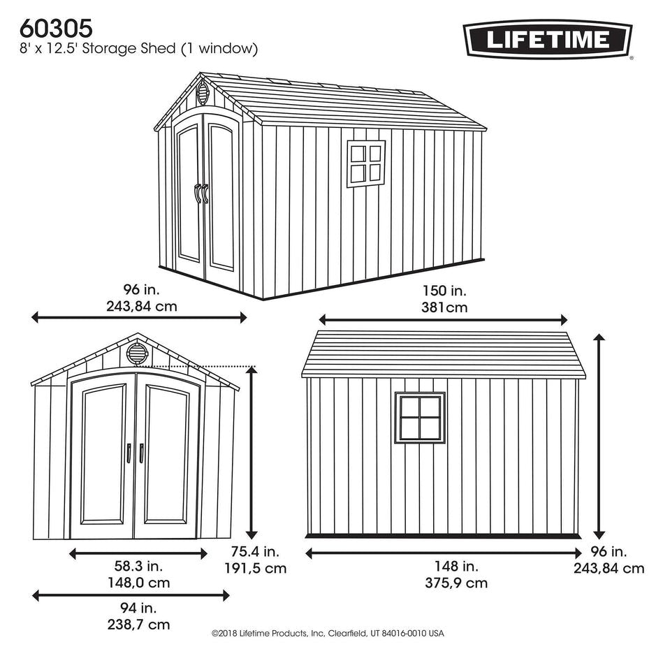 Outdoor Storage Shed Heavy Duty 8x12.5
