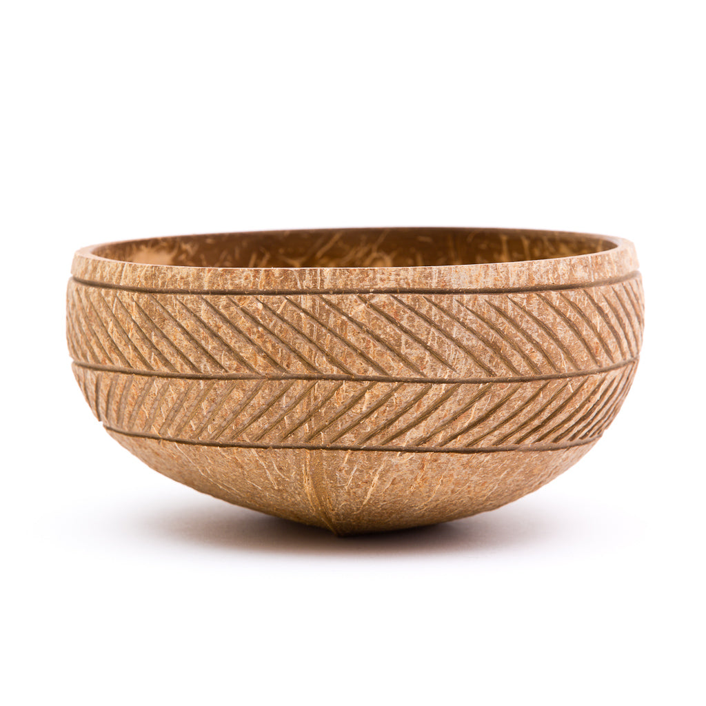 Handcrafted Feather Coconut Shell Bowl
