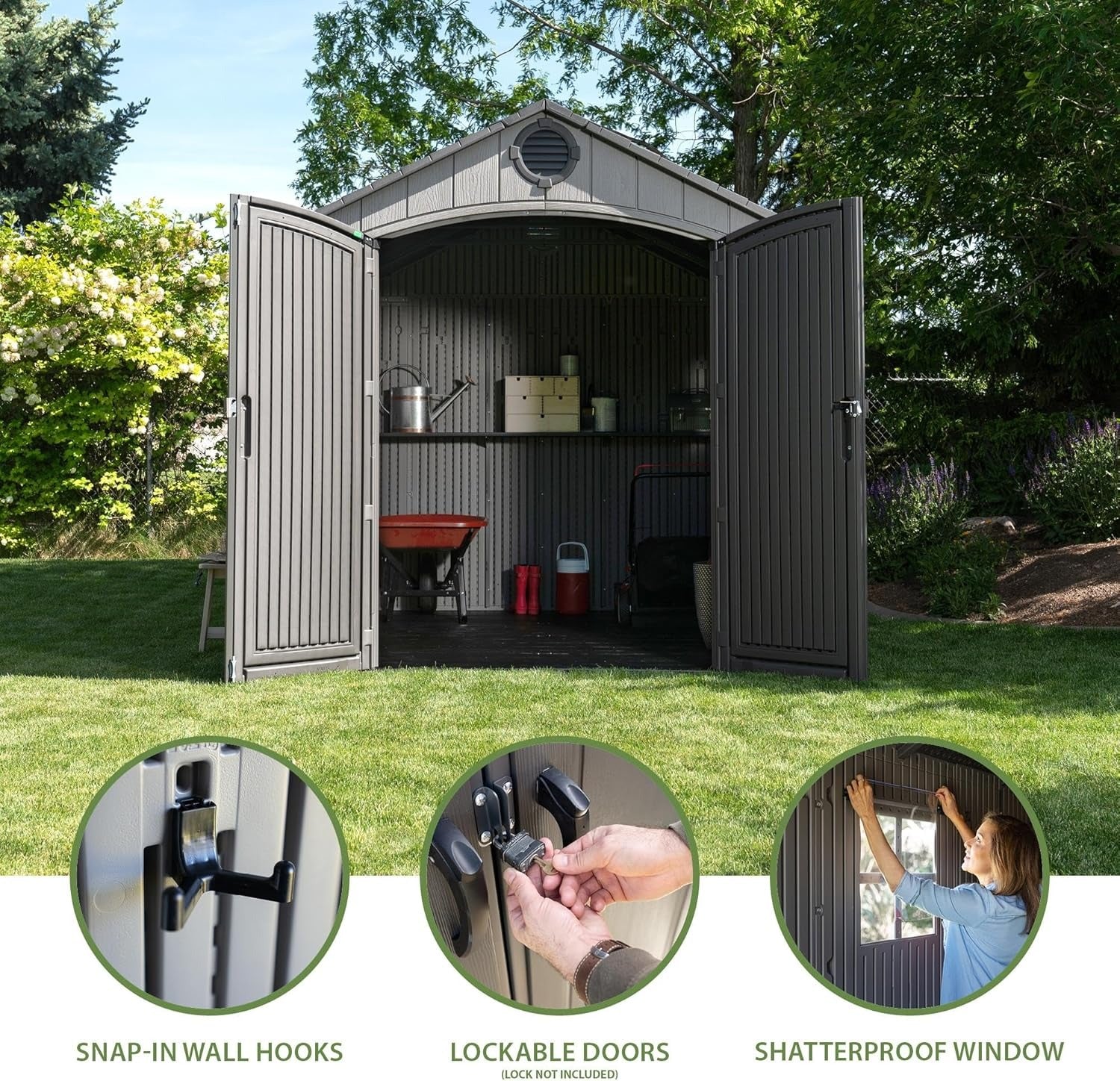 Outdoor Storage Shed Heavy Duty 8x10 Gray Resin