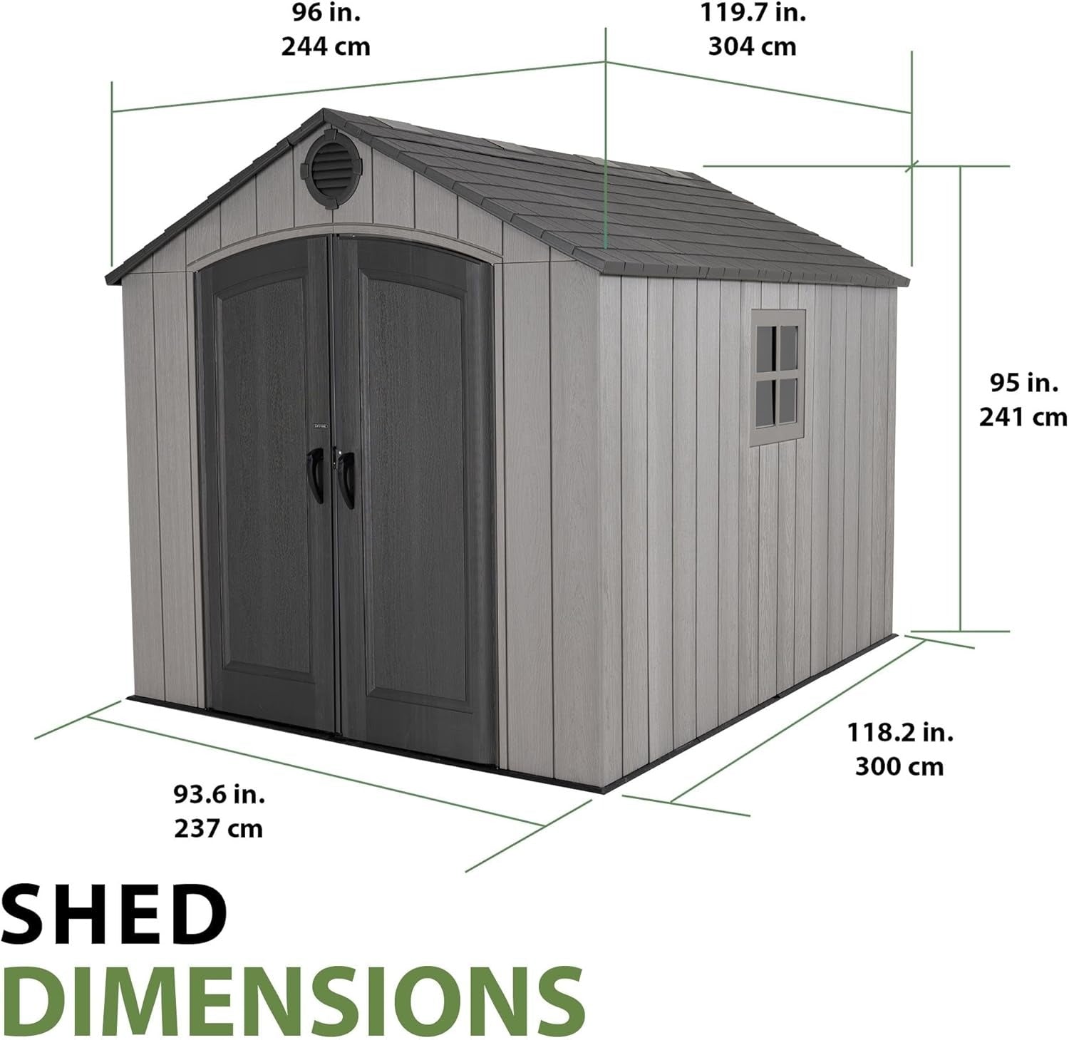 Outdoor Storage Shed Heavy Duty 8x10 Gray Resin