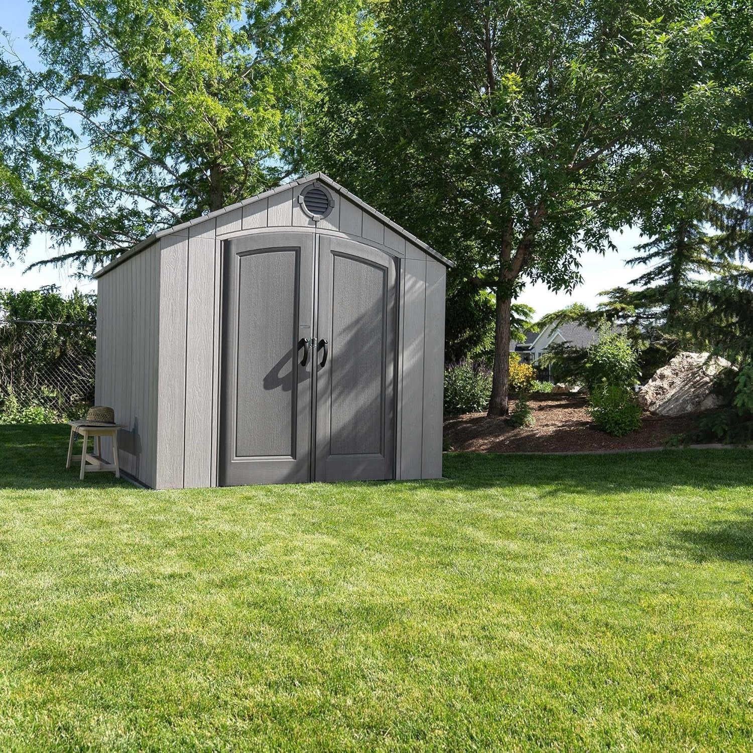 Outdoor Storage Shed Heavy Duty 8x10 Gray Resin
