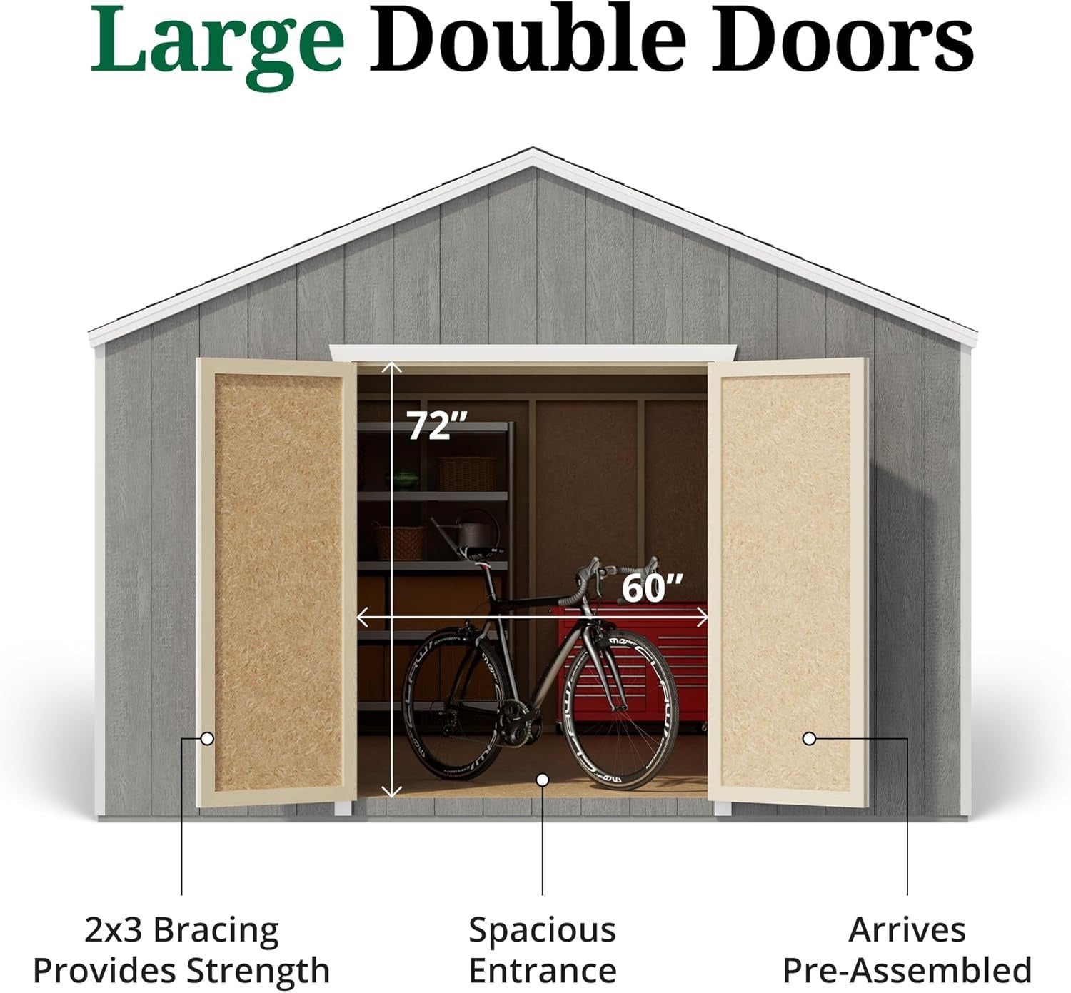 Wood Storage Shed Kit Gable Roof 12x20 Heavy Duty
