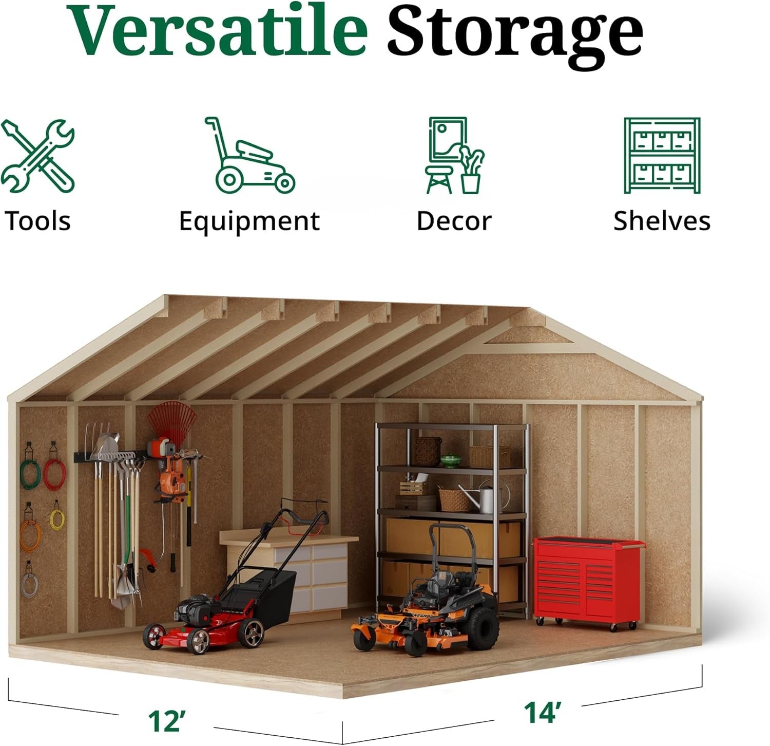 Wood Storage Shed Kit Gable Roof 12x20 Heavy Duty
