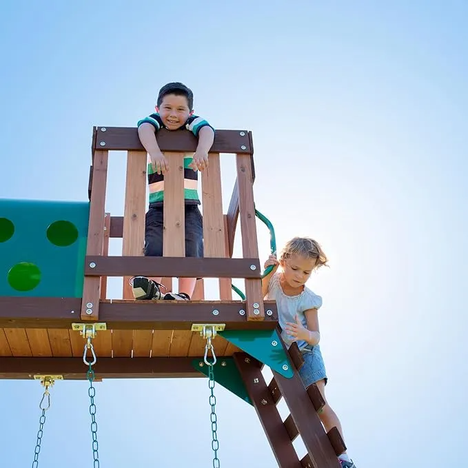 Wooden Outdoor Swing Set With Slide Playset