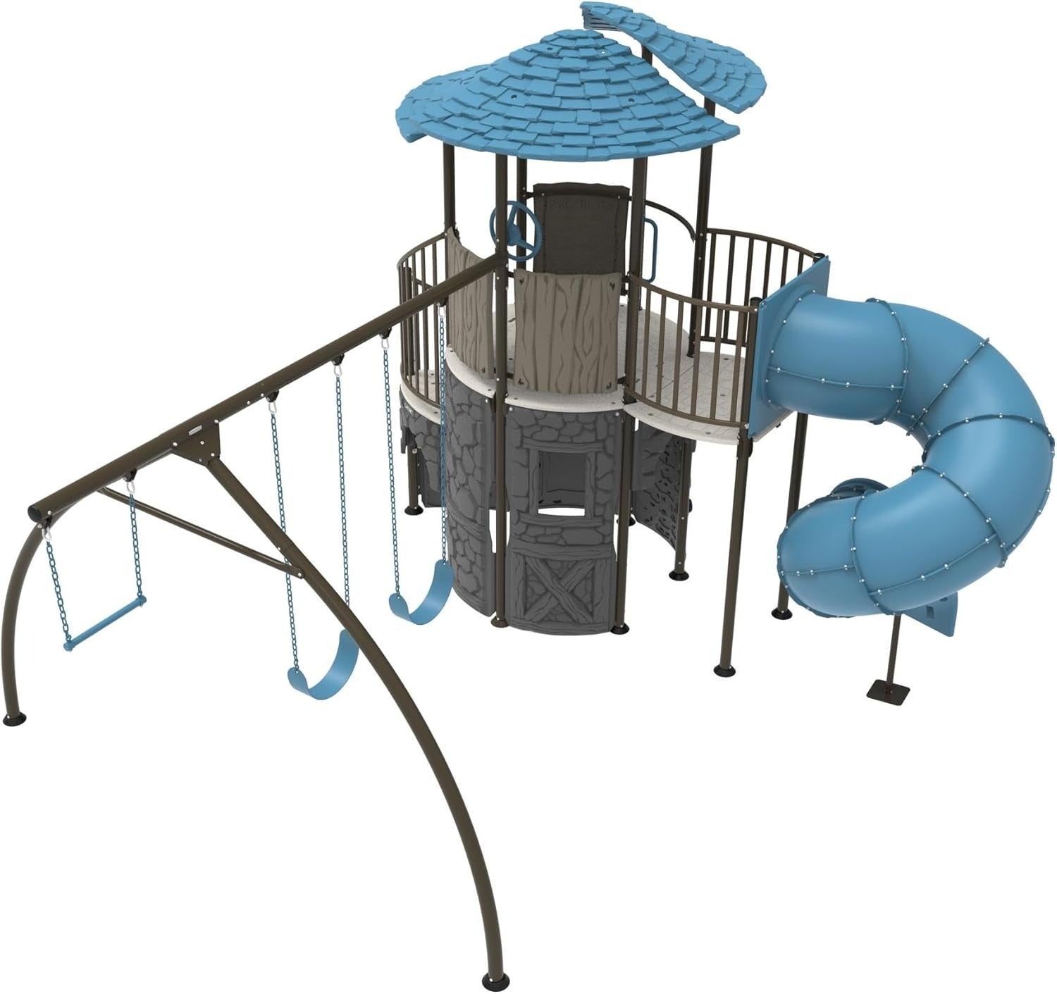 Adventure Castle Swing Set With Tube Slide