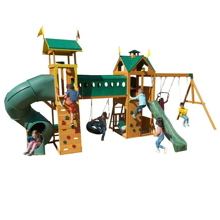 Wooden Swing Set With Tunnel And Tire Swing