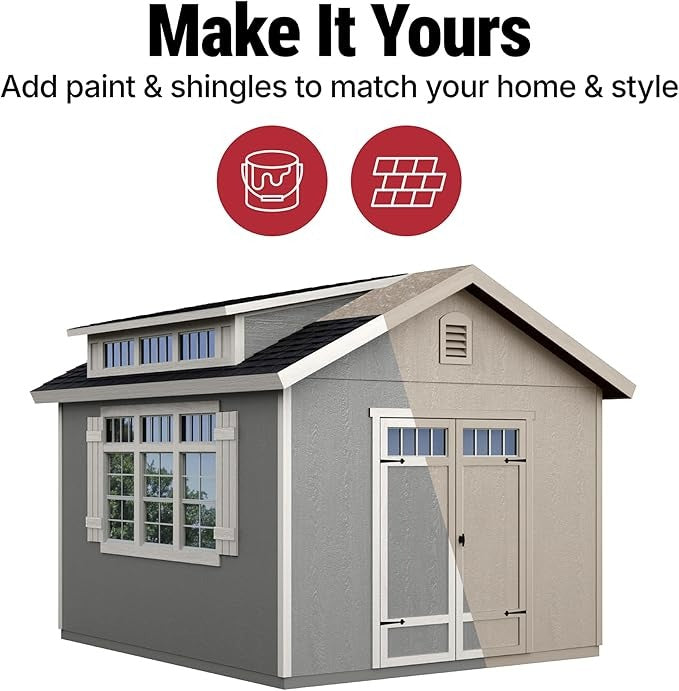 Wood Storage Shed With Floor 10x12 Beige DIY