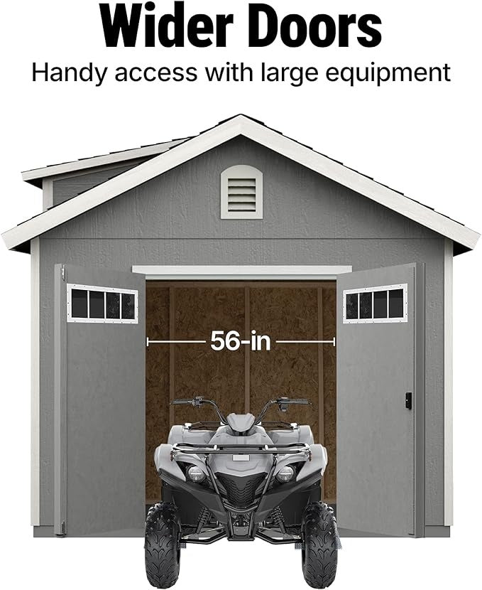 Wood Storage Shed With Floor 10x12 Beige DIY