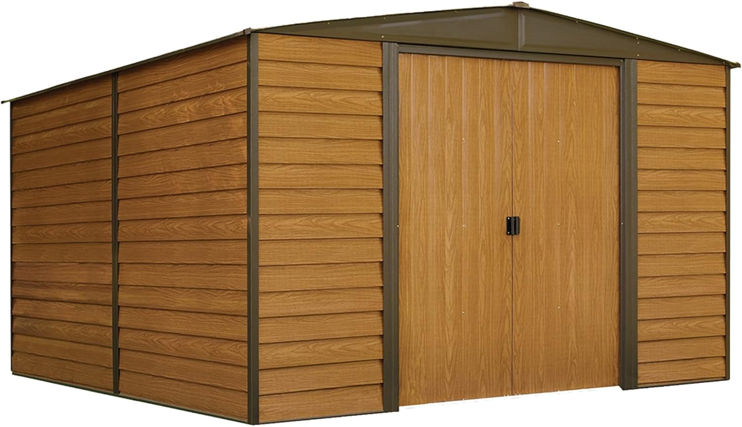 Steel Outdoor Storage Shed Woodgrain 10x12 Lockable