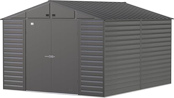 Steel Outdoor Storage Shed Lockable 10x12 Charcoal