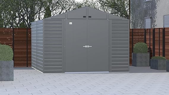 Steel Outdoor Storage Shed Lockable 10x12 Charcoal