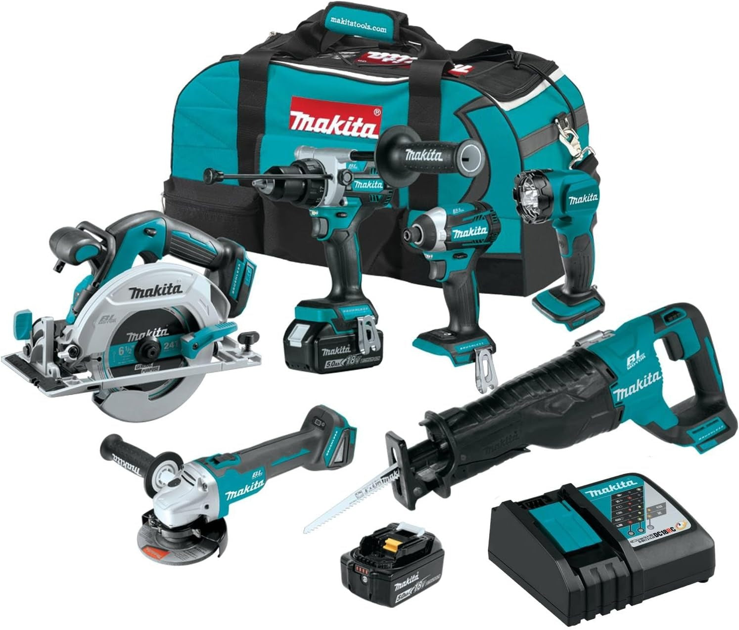 Makita XT616T 18V LXT Brushless Cordless 6-Piece Combo Kit (5.0Ah)