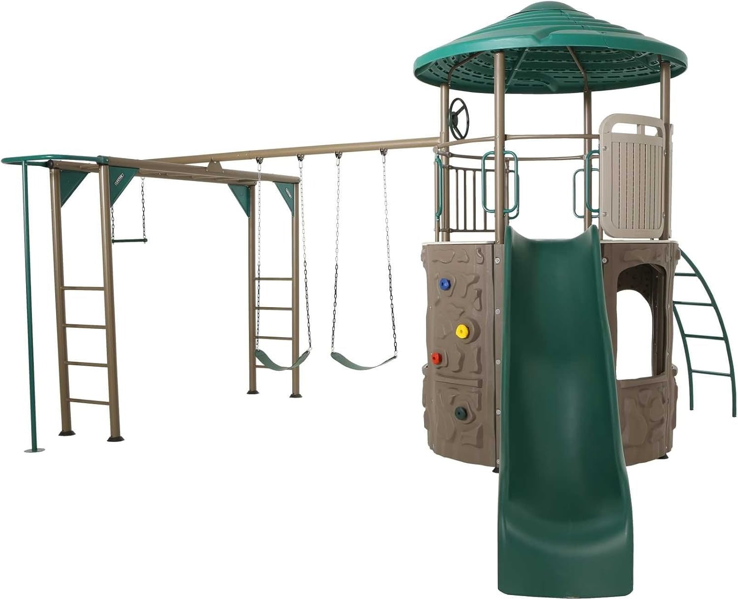 Adventure Tower Deluxe Swing Set Green